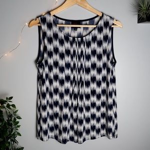 Soft Checkered White & Blue Tank Blouse